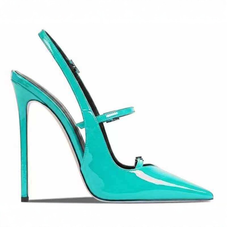 Patent Leather Pointed Toe Stilettos Sandals Women’s Pointy Toe Slingback Shoes