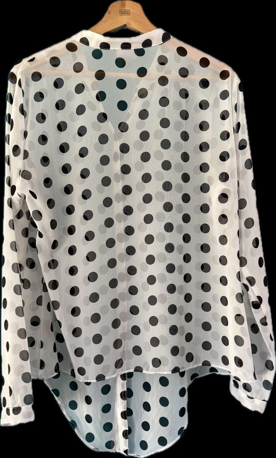 Worthington Women’s White Blouse Black Polka Dots Size Large