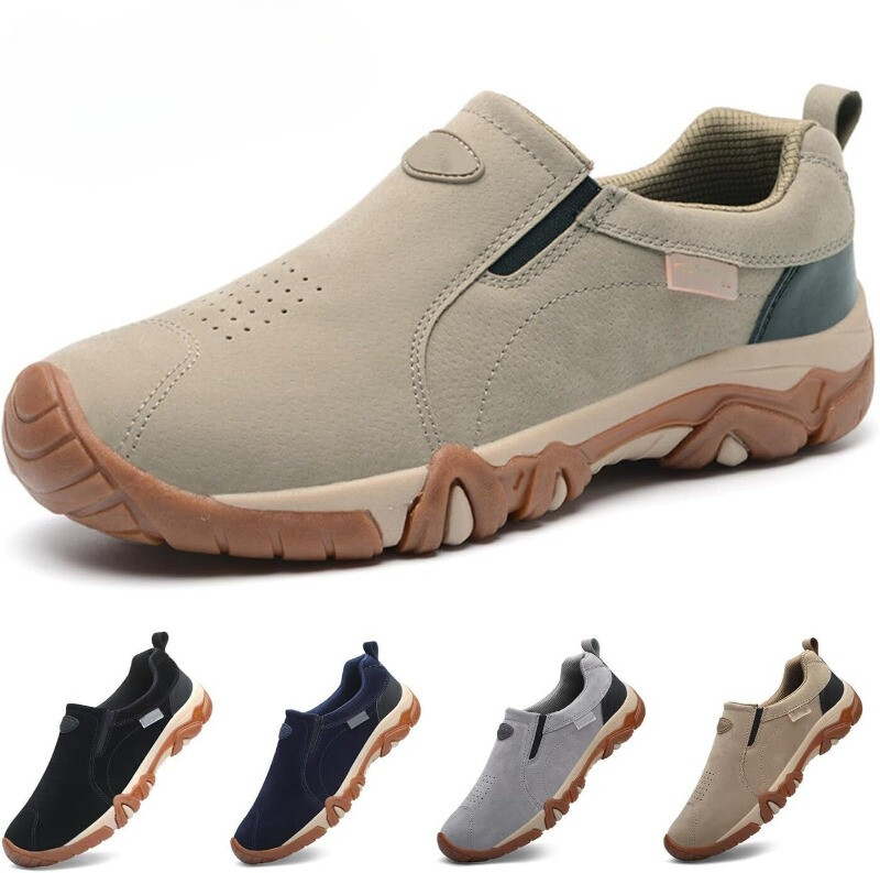 Men’s Casual Sneakers Breathable Outdoor Hiking Non-Slip Shoes Soft Suede Plain